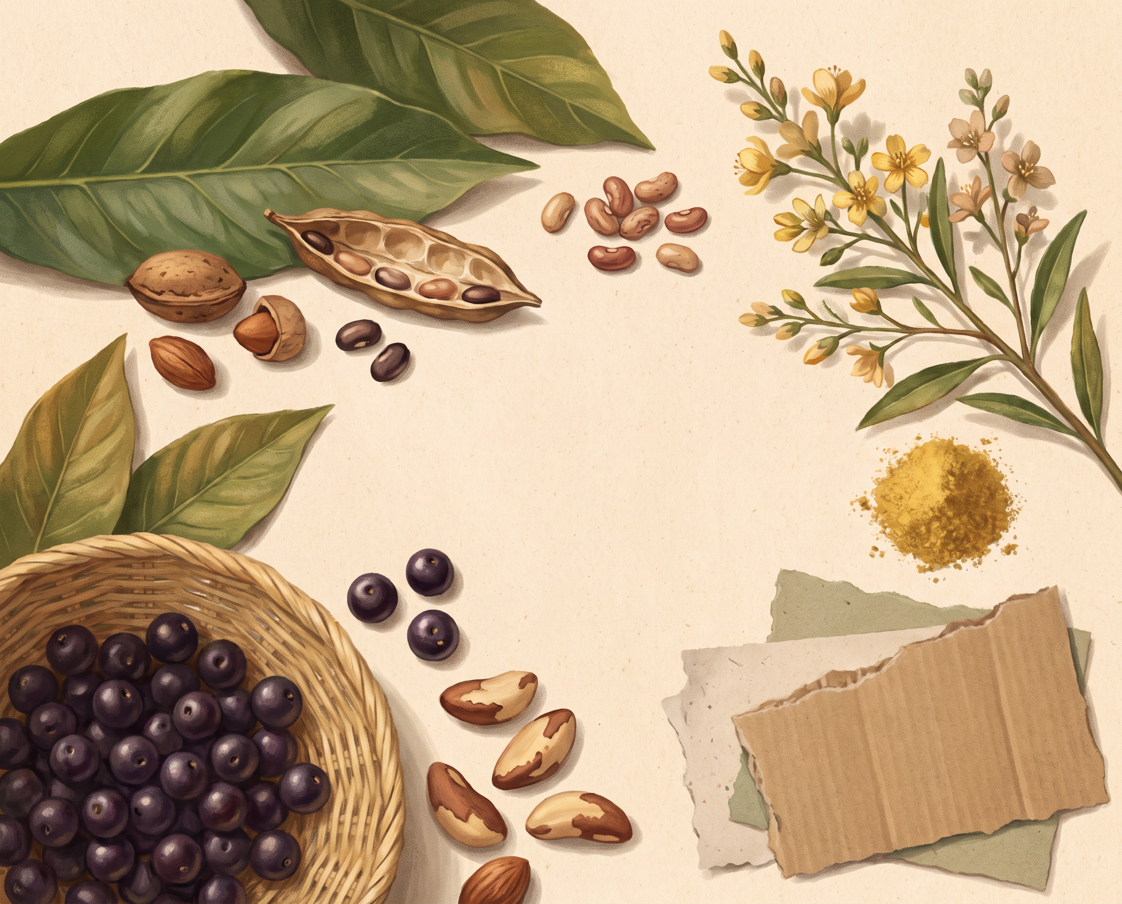 Brazilian biodiversity raw material in natural light